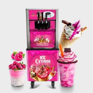 Máquina de helados soft 3 caños c-ruedas